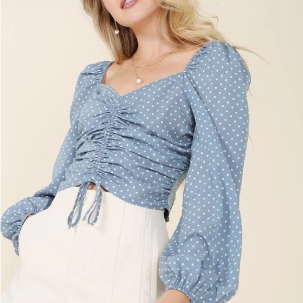 Polka Dot Puff Sleeve Top